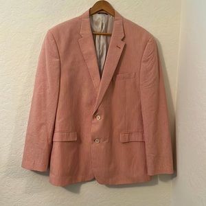 Tommy Hilfiger Men’s Jacket. Size 46L. Light Red & Cream Color Stripes